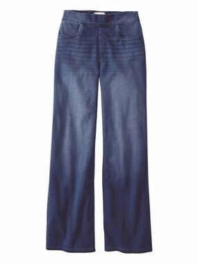 NWT Coldwater Creek 95% Cotton High-Rise Pull-On Med. Wash Wide Leg Denim Jeans